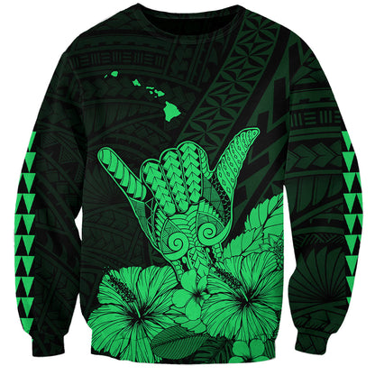 Hawaii Shaka Sign Sweatshirt Green Version