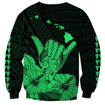 Hawaii Shaka Sign Sweatshirt Green Version