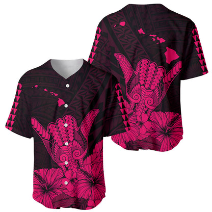 Hawaii Shaka Sign Baseball Jersey Pink Version