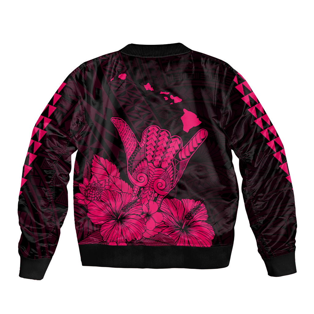 Hawaii Shaka Sign Bomber Jacket Pink Version