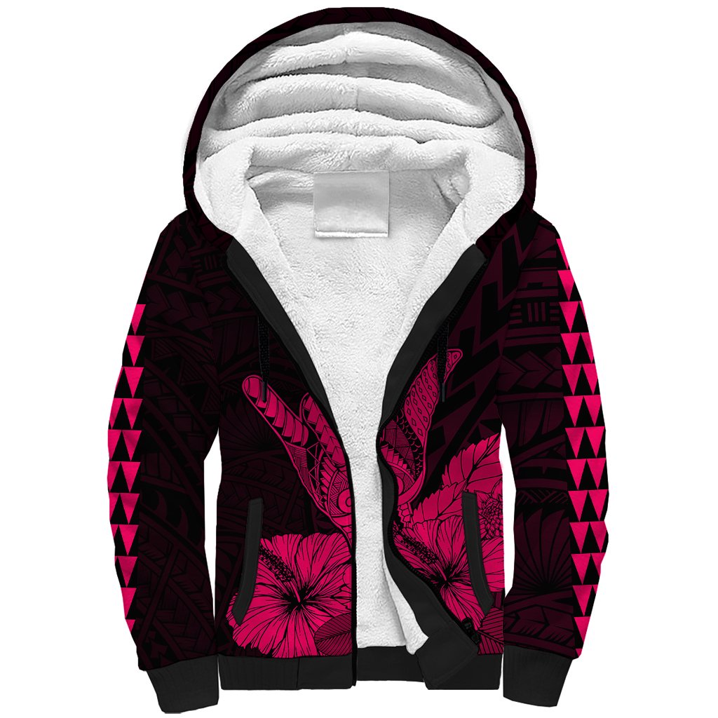 Hawaii Shaka Sign Sherpa Hoodie Pink Version