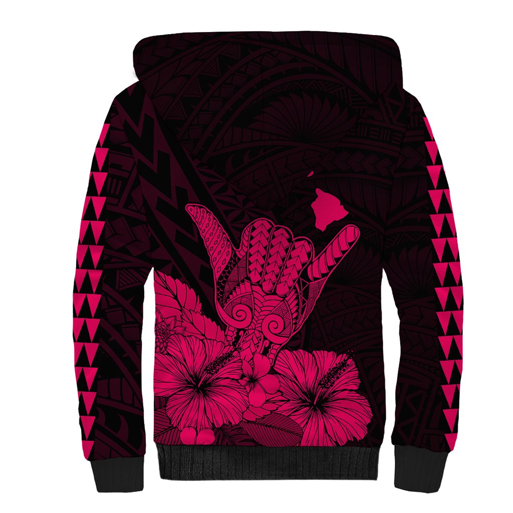 Hawaii Shaka Sign Sherpa Hoodie Pink Version
