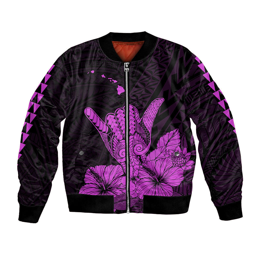 Hawaii Shaka Sign Bomber Jacket Purple Version