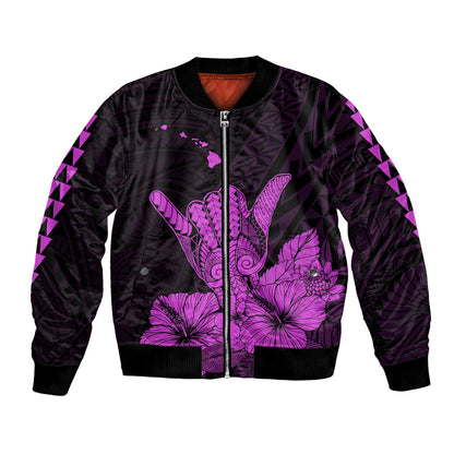 Hawaii Shaka Sign Bomber Jacket Purple Version