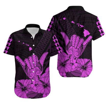 Hawaii Shaka Sign Hawaiian Shirt Purple Version