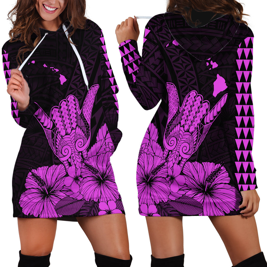 Hawaii Shaka Sign Hoodie Dress Purple Version