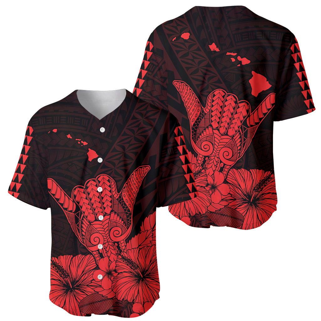 Hawaii Shaka Sign Baseball Jersey Red Version
