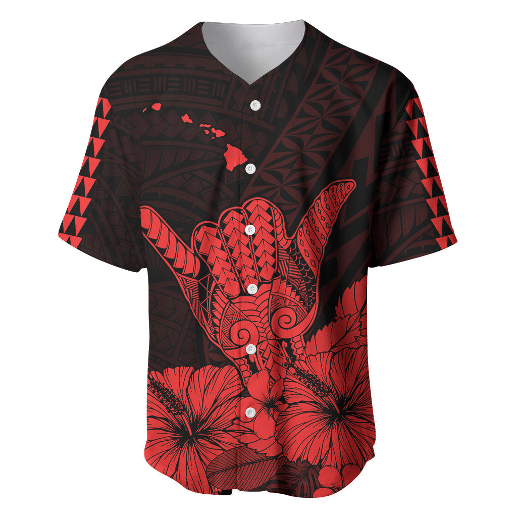 Hawaii Shaka Sign Baseball Jersey Red Version