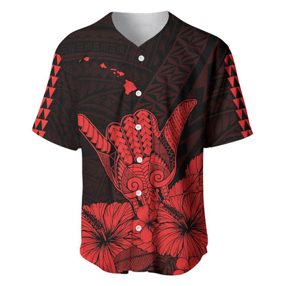 Hawaii Shaka Sign Baseball Jersey Red Version