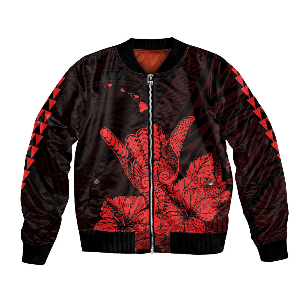 Hawaii Shaka Sign Bomber Jacket Red Version