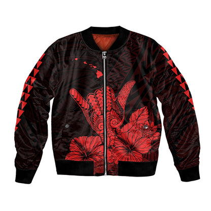 Hawaii Shaka Sign Bomber Jacket Red Version