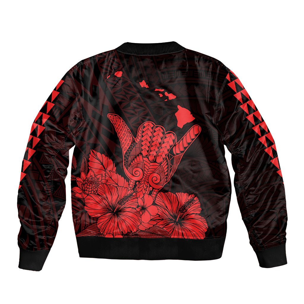Hawaii Shaka Sign Bomber Jacket Red Version
