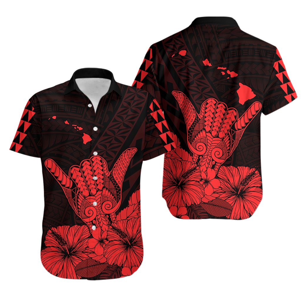 Hawaii Shaka Sign Hawaiian Shirt Red Version