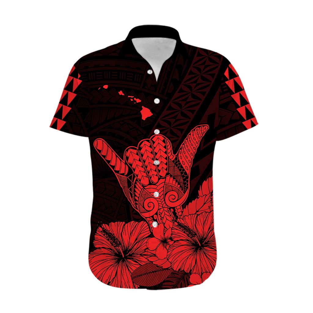 Hawaii Shaka Sign Hawaiian Shirt Red Version