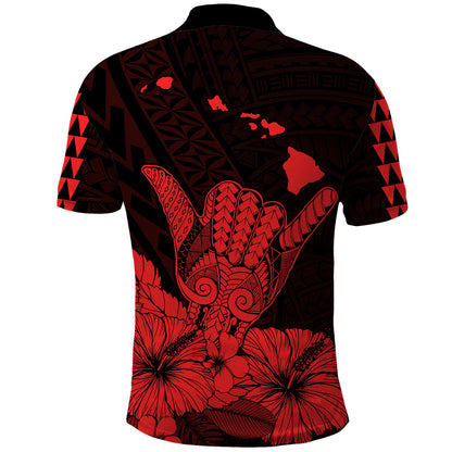 Hawaii Shaka Sign Polo Shirt Red Version
