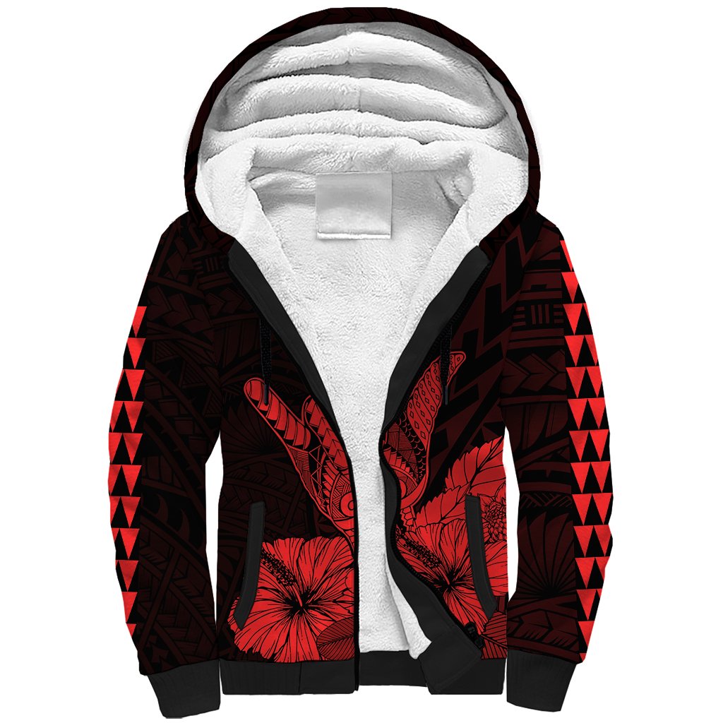 Hawaii Shaka Sign Sherpa Hoodie Red Version