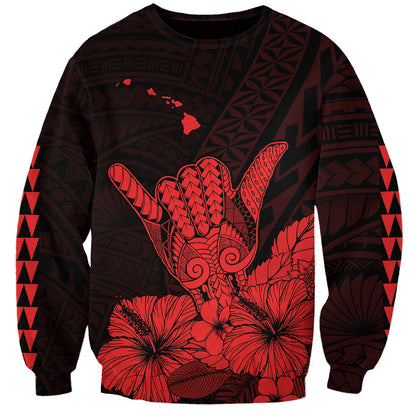 Hawaii Shaka Sign Sweatshirt Red Version