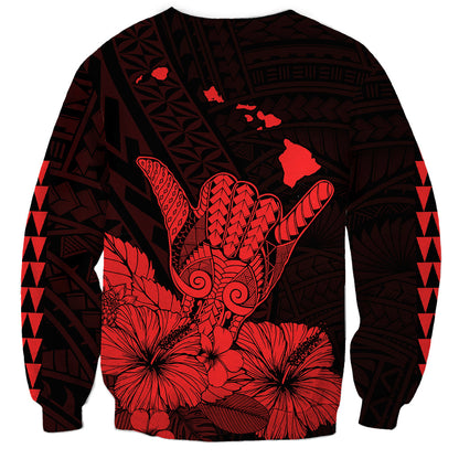 Hawaii Shaka Sign Sweatshirt Red Version