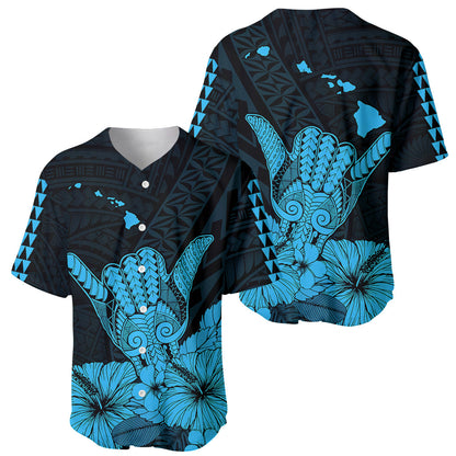 Hawaii Shaka Sign Baseball Jersey Blue Version