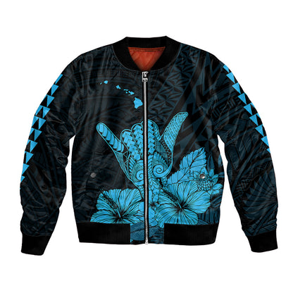 Hawaii Shaka Sign Bomber Jacket Blue Version