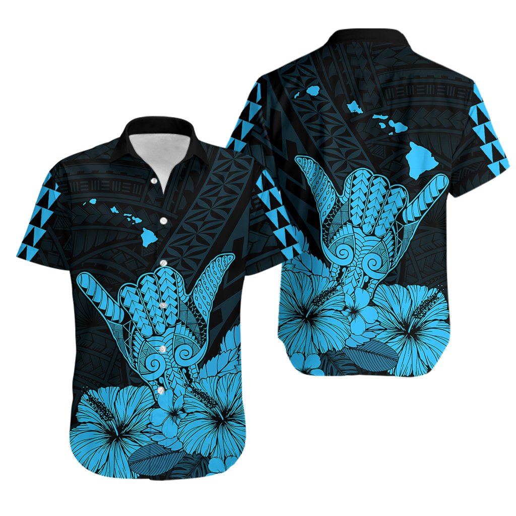 Hawaii Shaka Sign Hawaiian Shirt Blue Version