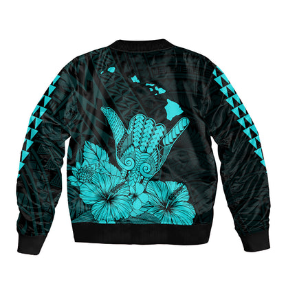 Hawaii Shaka Sign Bomber Jacket Turquoise Version