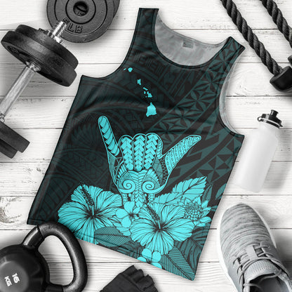 Hawaii Shaka Sign Men Tank Top Turquoise Version