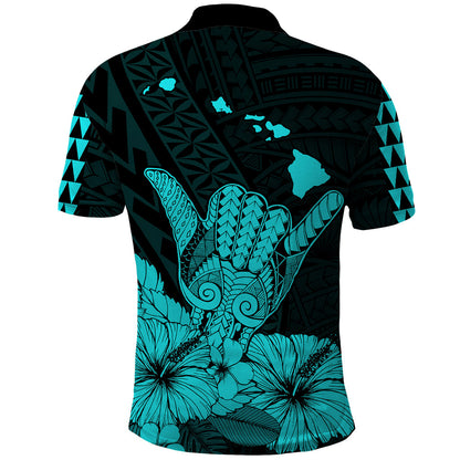 Hawaii Shaka Sign Polo Shirt Turquoise Version