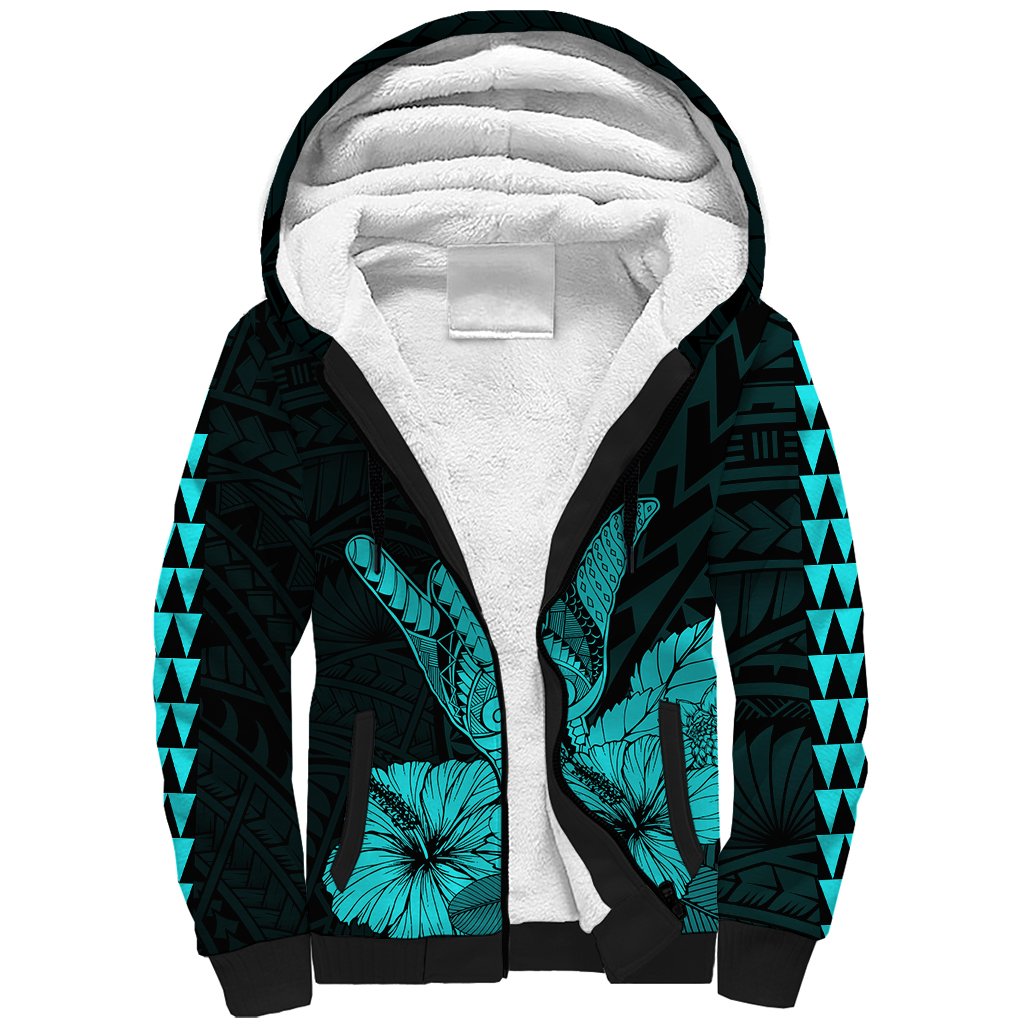 Hawaii Shaka Sign Sherpa Hoodie Turquoise Version