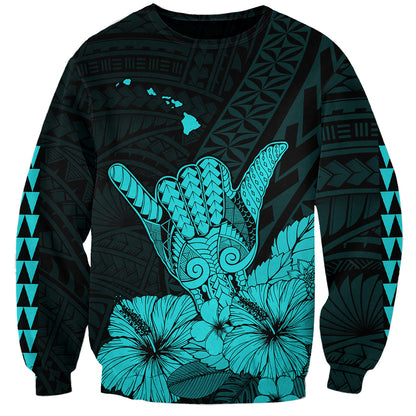 Hawaii Shaka Sign Sweatshirt Turquoise Version