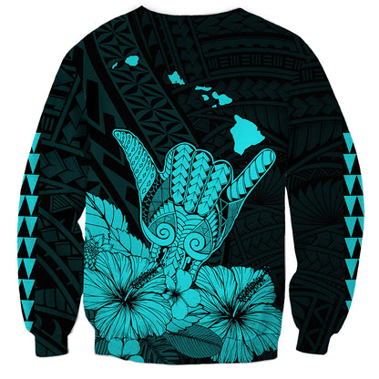 Hawaii Shaka Sign Sweatshirt Turquoise Version
