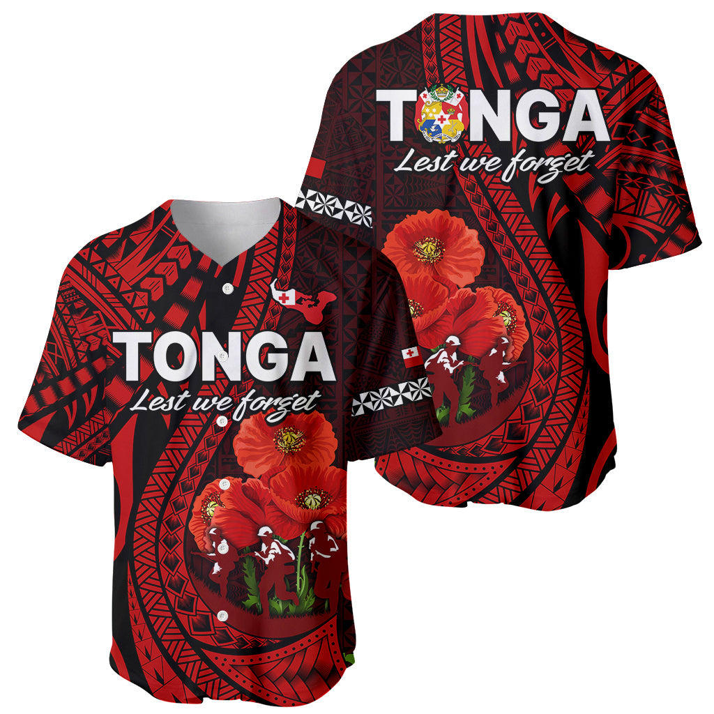 Tonga ANZAC Day Baseball Jersey Lest We Forget Red Version