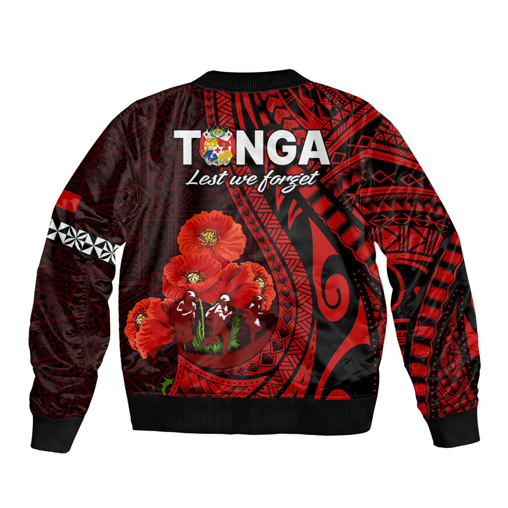 Tonga ANZAC Day Bomber Jacket Lest We Forget Red Version
