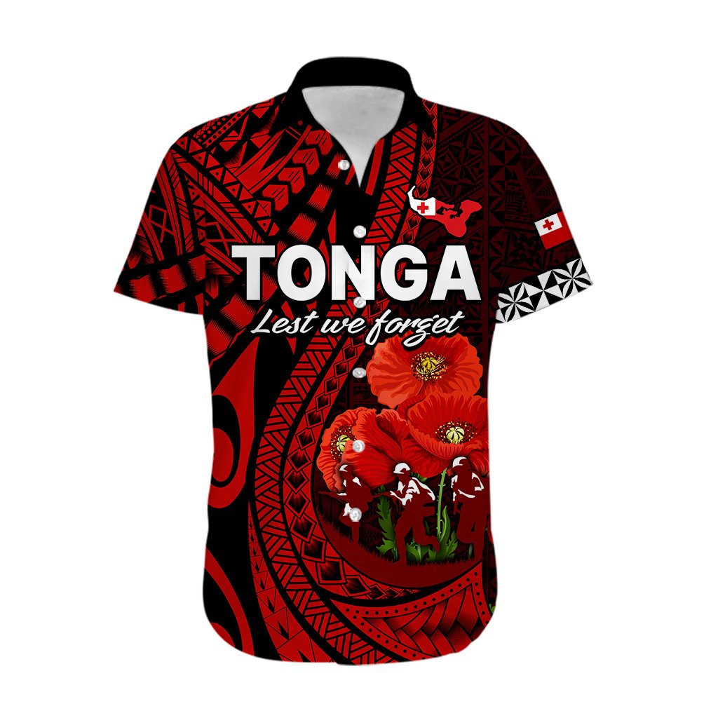 Tonga ANZAC Day Hawaiian Shirt Lest We Forget Red Version