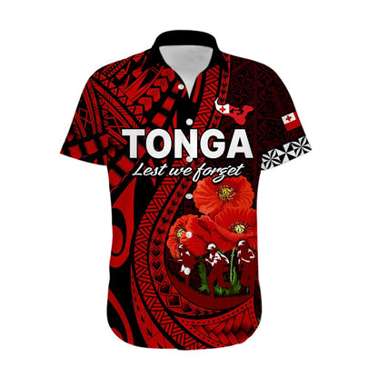 Tonga ANZAC Day Hawaiian Shirt Lest We Forget Red Version