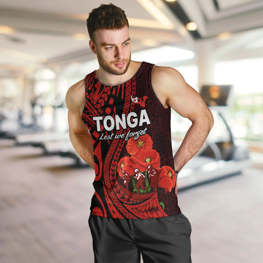 Tonga ANZAC Day Men Tank Top Lest We Forget Red Version