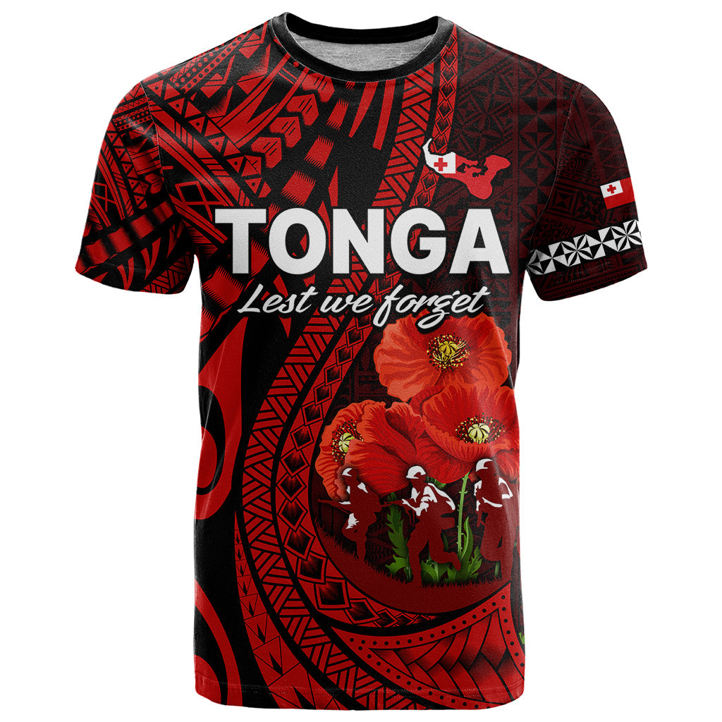 Tonga Anzac Day T Shirt Lest We Forget Red Version