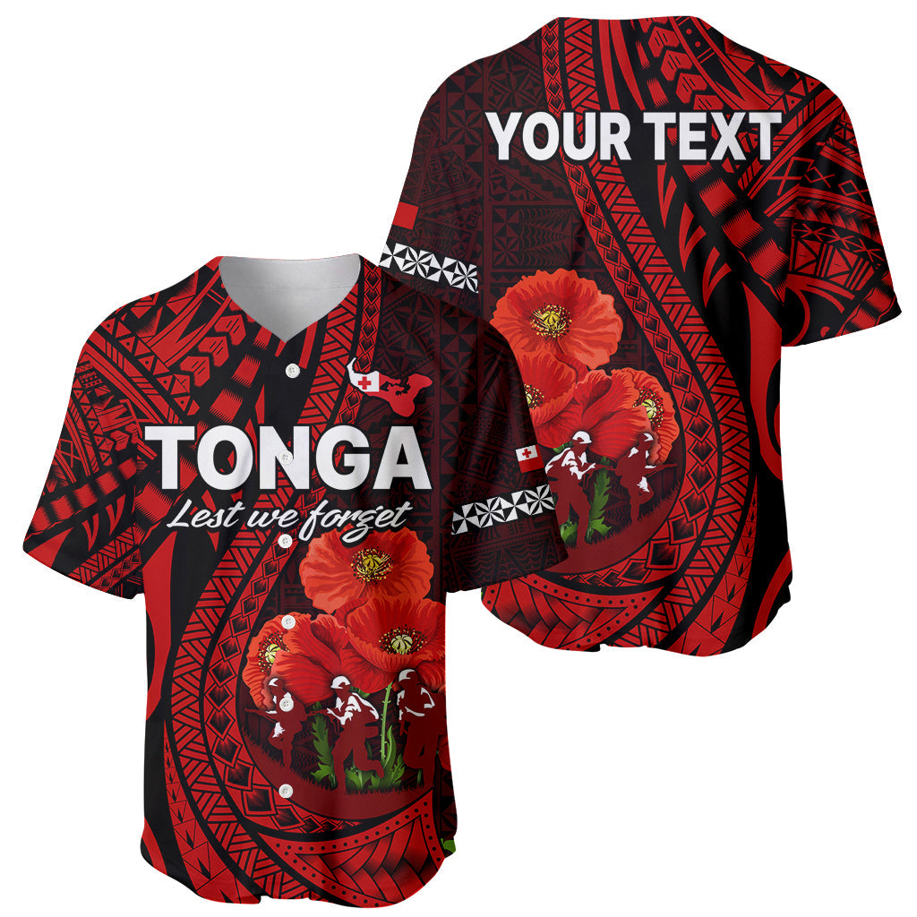 (Custom Personalised) Tonga ANZAC Day Baseball Jersey Lest We Forget Red Version