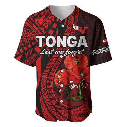 (Custom Personalised) Tonga ANZAC Day Baseball Jersey Lest We Forget Red Version