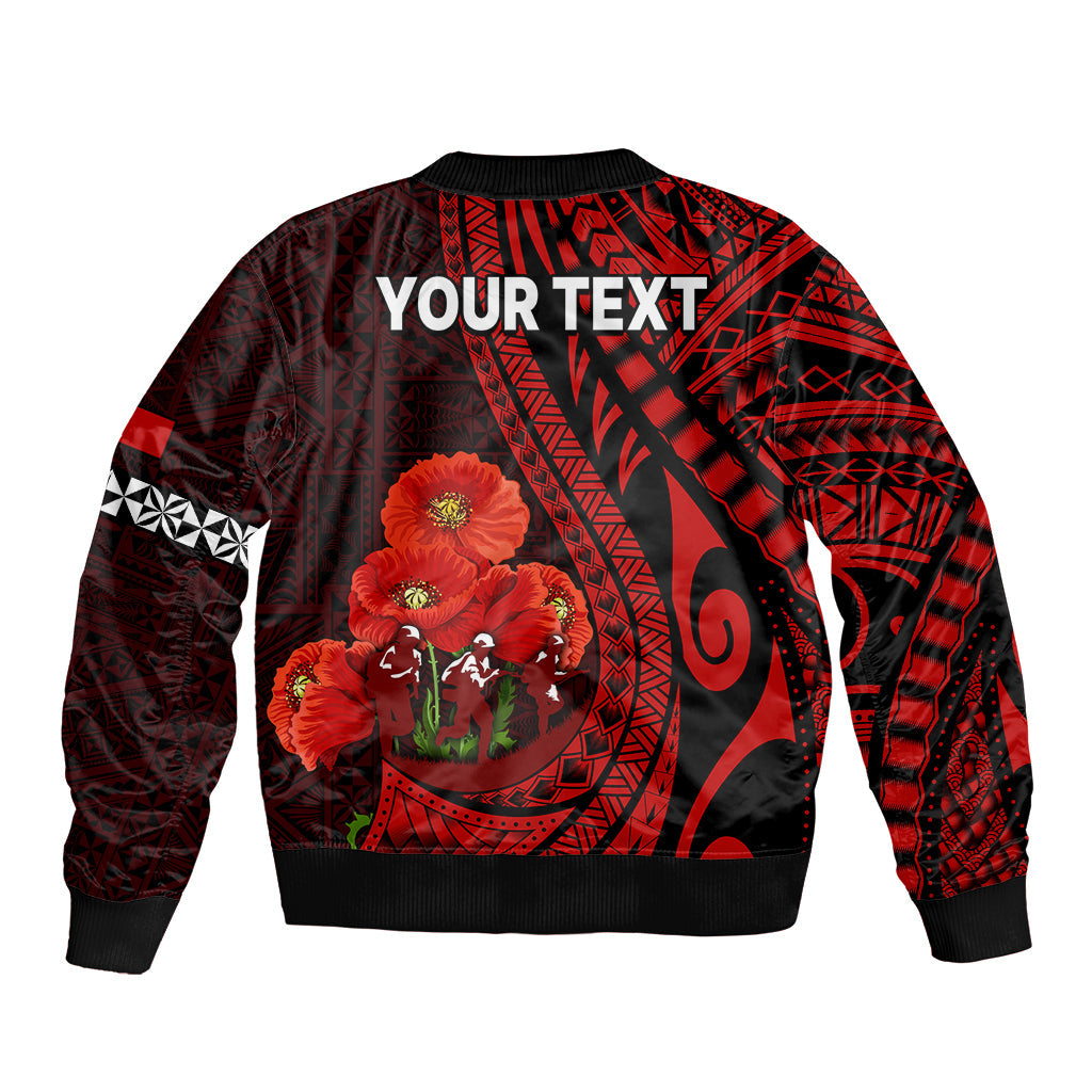 (Custom Personalised) Tonga ANZAC Day Bomber Jacket Lest We Forget Red Version