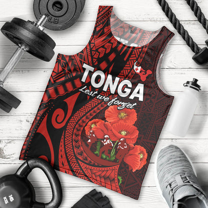 Tonga ANZAC Day Men Tank Top Lest We Forget Red Version