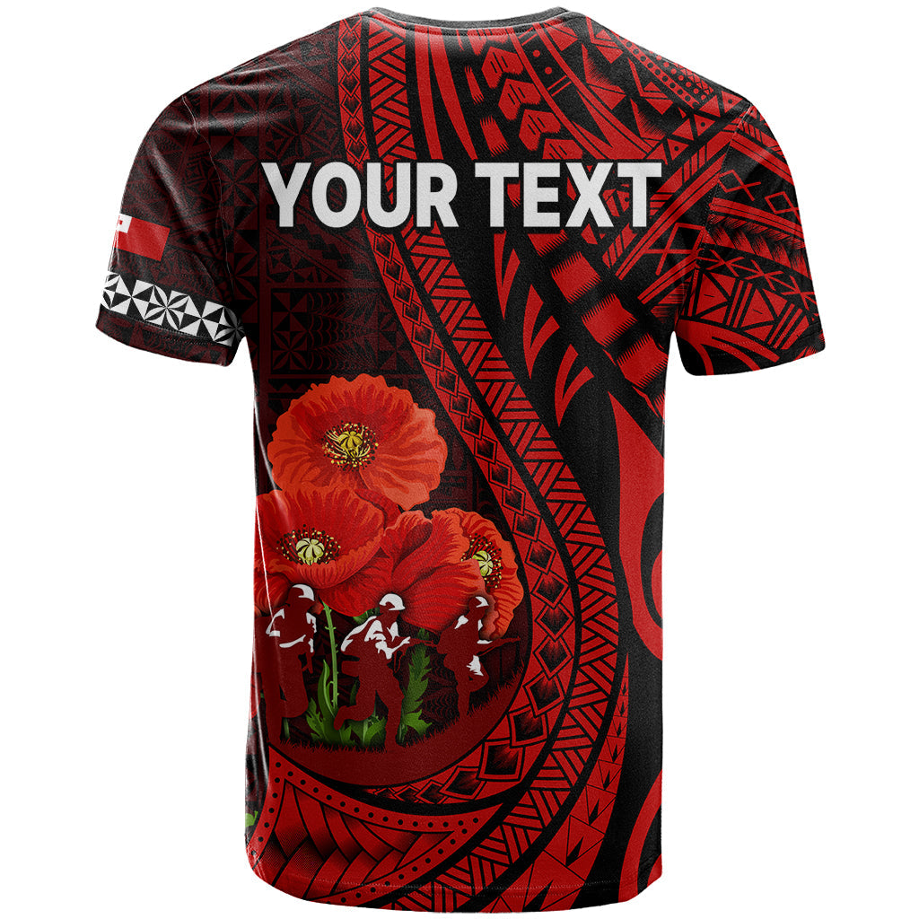 Custom Personalised Tonga Anzac Day T Shirt Lest We Forget Red Version