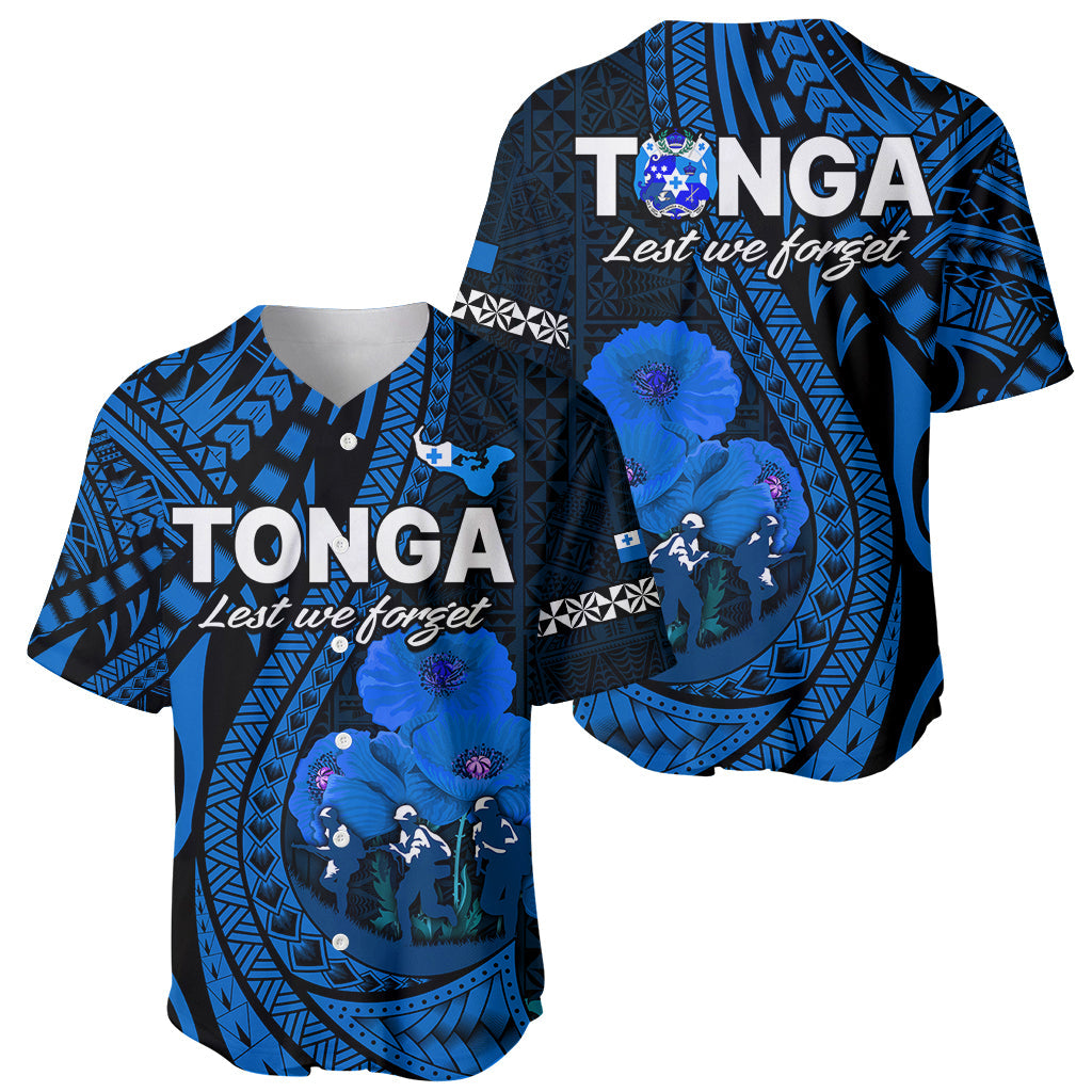 Tonga ANZAC Day Baseball Jersey Lest We Forget Blue Version
