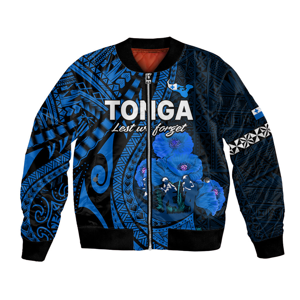 Tonga ANZAC Day Bomber Jacket Lest We Forget Blue Version
