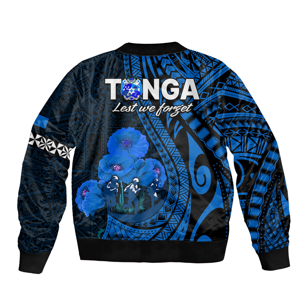 Tonga ANZAC Day Bomber Jacket Lest We Forget Blue Version