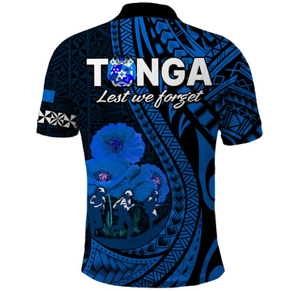 Tonga ANZAC Day Polo Shirt Lest We Forget Blue Version