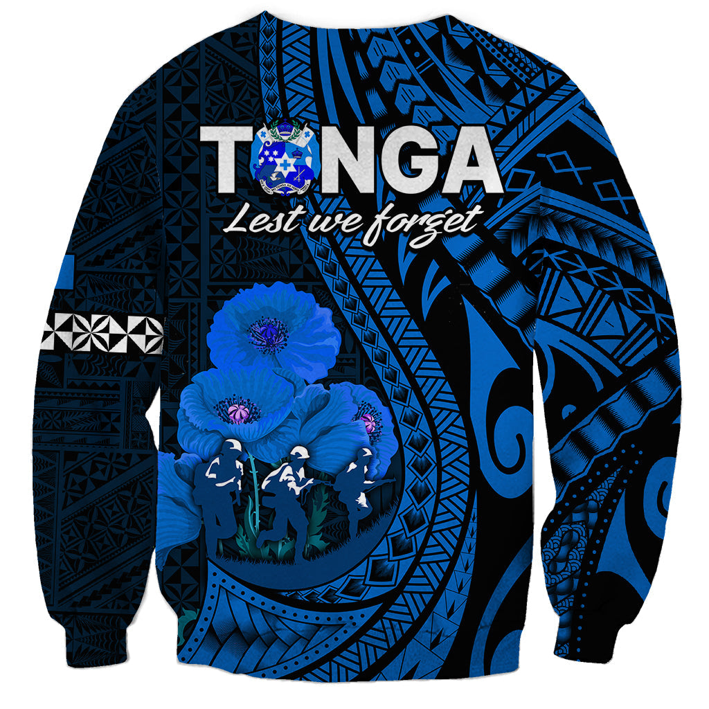 Tonga ANZAC Day Sweatshirt Lest We Forget Blue Version