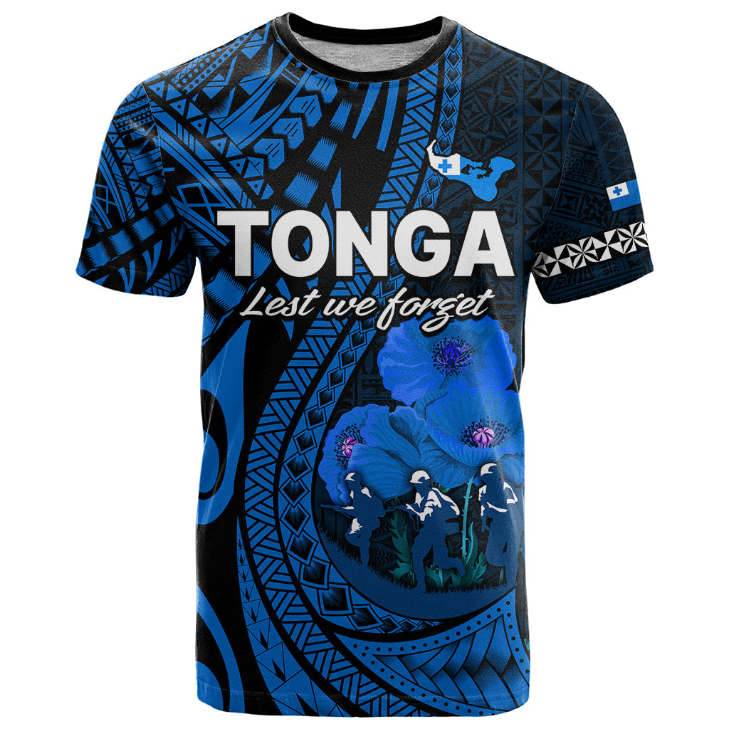 Tonga Anzac Day T Shirt Lest We Forget Blue Version