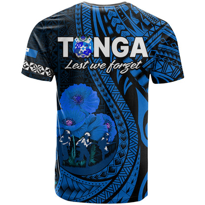 Tonga Anzac Day T Shirt Lest We Forget Blue Version