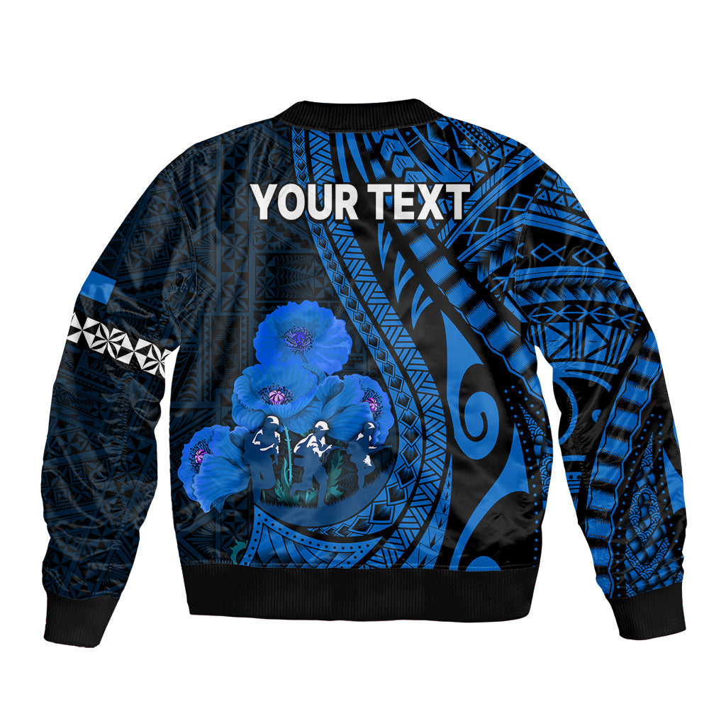 (Custom Personalised) Tonga ANZAC Day Bomber Jacket Lest We Forget Blue Version